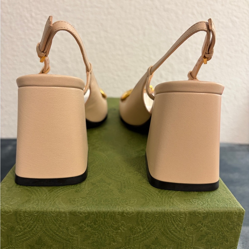 Brand New Gucci Women’s Mid-heel Slingback with Horsebit Skin Rose Size 34 US 4 - Picture 4 of 8